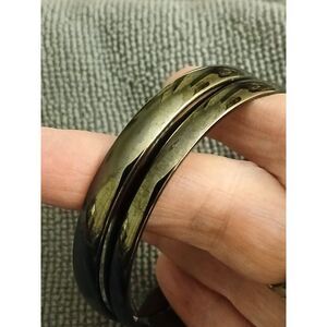 Vintage Monet Steel Gray Bangle Bracelets Pair Gunmetal Tone Dark Academia